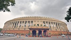 Dense clouds covers the capital's skyline overhead the Parliament House, in New Delhi.(HT Photo) Dense clouds covers the capital's skyline overhead the Parliament House, in New Delhi.(HT Photo)