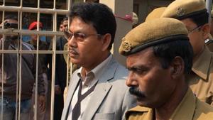 Ranjan Daimary being taken to prison after the special CBI court sentenced him to life imprisonment for the 2008 Assam serial blasts case(HT Photo) Ranjan Daimary being taken to prison after the special CBI court sentenced him to life imprisonment for the 2008 Assam serial blasts case(HT Photo)