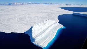 NASA scientists have discovered a gigantic cavity, almost 300 metres tall, growing at the bottom of the Thwaites Glacier in West Antarctica, indicating rapid decay of the ice sheet and acceleration in global sea levels due to climate change.(AFP)