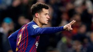 Barcelona's Philippe Coutinho celebrates scoring their third goal(REUTERS) Barcelona's Philippe Coutinho celebrates scoring their third goal(REUTERS)