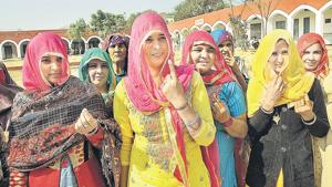 The BJP and the Congress between them are hovering around the 300-seat mark, leaving a large space open for the non-Congress, non-BJP parties to play a crucial role in post-poll combinations.(PTI) The BJP and the Congress between them are hovering around the 300-seat mark, leaving a large space open for the non-Congress, non-BJP parties to play a crucial role in post-poll combinations.(PTI)