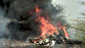 Bengaluru (Karnataka), Feb 01 (ANI): Smoke and fire billow after an Indian Air Force's Mirage 2000 trainer aircraft crashed in the southern city of Bengaluru on Friday. (ANI/REUTERS Photo) Cat: National/General News(ANI) Bengaluru (Karnataka), Feb 01 (ANI): Smoke and fire billow after an Indian Air Force's Mirage 2000 trainer aircraft crashed in the southern city of Bengaluru on Friday. (ANI/REUTERS Photo) Cat: National/General News(ANI)