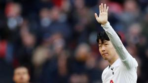 Tottenham's Son Heung-min celebrates after the match.(Action Images via Reuters) Tottenham's Son Heung-min celebrates after the match.(Action Images via Reuters)
