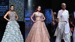 Malaika Arora, Kangana Ranaut and Tahira Kashyap walk the ramp at the Lakme Fashion Week.(Varinder Chawla) Malaika Arora, Kangana Ranaut and Tahira Kashyap walk the ramp at the Lakme Fashion Week.(Varinder Chawla)