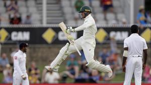 Australia's Usman Khawaja jumps up as he celebrates making 100 runs against Sri Lanka on day 3 of their cricket test match in Canberra, Sunday, Feb. 3, 2019(AP) Australia's Usman Khawaja jumps up as he celebrates making 100 runs against Sri Lanka on day 3 of their cricket test match in Canberra, Sunday, Feb. 3, 2019(AP)