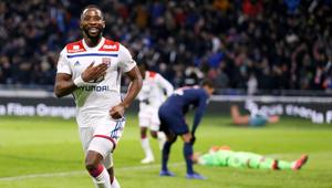 Lyon's Moussa Dembele celebrates scoring their first goal(REUTERS) Lyon's Moussa Dembele celebrates scoring their first goal(REUTERS)