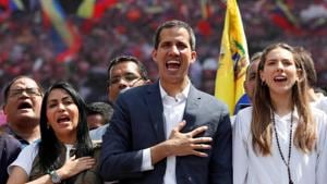 Venezuelan opposition leader and self-proclaimed interim president Juan Guaido and his wife Fabiana Rosales gesture during a rally against Venezuelan President Nicolas Maduro's government in Caracas, Venezuela February 2(REUTERS) Venezuelan opposition leader and self-proclaimed interim president Juan Guaido and his wife Fabiana Rosales gesture during a rally against Venezuelan President Nicolas Maduro's government in Caracas, Venezuela February 2(REUTERS)
