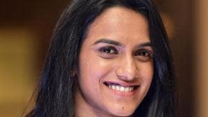Indian shuttler PV Sindhu at a promotional event in Chennai, on Wednesday.(PTI)