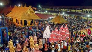 Five judges of the Supreme Court began hearing petitions challenging its verdict that opened the doors of Sabarimala temple to women(PTI) Five judges of the Supreme Court began hearing petitions challenging its verdict that opened the doors of Sabarimala temple to women(PTI)