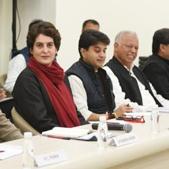 All India Congress Committee (AICC) general secretaries of Uttar Pradesh East Priyanka Gandhi Vadra and Uttar Pradesh West Jyotiraditya Madhavrao Scindia during the Congress general secretaries meeting at Congress headquarters in New Delhi, India, on Thursday, February 7(Raj K Raj/HT PHOTO) All India Congress Committee (AICC) general secretaries of Uttar Pradesh East Priyanka Gandhi Vadra and Uttar Pradesh West Jyotiraditya Madhavrao Scindia during the Congress general secretaries meeting at Congress headquarters in New Delhi, India, on Thursday, February 7(Raj K Raj/HT PHOTO)
