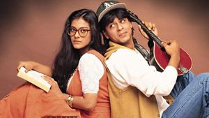 Shah Rukh Khan and Kajol in Dilwale Dulhaniya Le Jayenge. Shah Rukh Khan and Kajol in Dilwale Dulhaniya Le Jayenge.