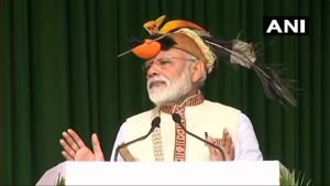 PM Modi laid foundation stone for a film and television institute at Jote, seven electric sub stations and the Sella Tunnel and its approach road in Tawang.(ANI/Twitter) PM Modi laid foundation stone for a film and television institute at Jote, seven electric sub stations and the Sella Tunnel and its approach road in Tawang.(ANI/Twitter)