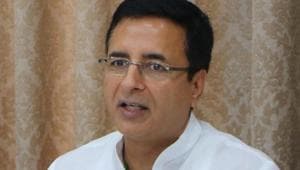 Chandigarh, India July 9, 2018::: Randeep Singh Surjewala addressing media at Haryana congress Bhawan, sector 9 in Chandigarh on Monday July 9, 2018, Hindustan Times Chandigarh, India July 9, 2018::: Randeep Singh Surjewala addressing media at Haryana congress Bhawan, sector 9 in Chandigarh on Monday July 9, 2018, Hindustan Times