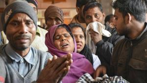 Family members of victims who are undergoing treatment on being poisoned after consuming a spurious liquor, at a hospital in Saharanpur, Saturday.(PTI) Family members of victims who are undergoing treatment on being poisoned after consuming a spurious liquor, at a hospital in Saharanpur, Saturday.(PTI)