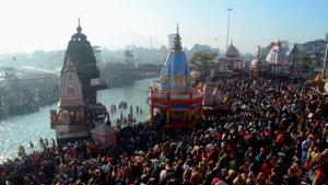 Embarking on a digital journey during the ongoing Kumbh, the ‘Ram Naam Bank’, where devotees deposit booklets after writing the name of Lord Ram, has now made its presence on the digital platform.RAMESHWAR GAUR/HT PHOTO.(HT Photo) Embarking on a digital journey during the ongoing Kumbh, the ‘Ram Naam Bank’, where devotees deposit booklets after writing the name of Lord Ram, has now made its presence on the digital platform.RAMESHWAR GAUR/HT PHOTO.(HT Photo)
