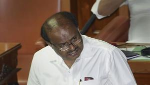 Karnataka chief minister HD Kumaraswamy speaks in House during the first day of the Budget Session of Assembly, at Vidhan Soudha in Bengaluru on February 6.(AP Photo) Karnataka chief minister HD Kumaraswamy speaks in House during the first day of the Budget Session of Assembly, at Vidhan Soudha in Bengaluru on February 6.(AP Photo)