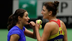 Romania's Monica Niculescu and Irina-Camelia Begu during their match against Czech Republic's Barbora Krejcikova and Katerina Siniakova.(REUTERS) Romania's Monica Niculescu and Irina-Camelia Begu during their match against Czech Republic's Barbora Krejcikova and Katerina Siniakova.(REUTERS)