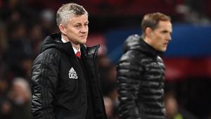 Manchester United's Norwegian caretaker manager Ole Gunnar Solskjaer (L) reacts during the first leg of the UEFA Champions League round of 16 football match between Manchester United and Paris Saint-Germain (PSG) at Old Trafford.(AFP) Manchester United's Norwegian caretaker manager Ole Gunnar Solskjaer (L) reacts during the first leg of the UEFA Champions League round of 16 football match between Manchester United and Paris Saint-Germain (PSG) at Old Trafford.(AFP)