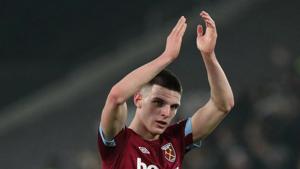West Ham's Declan Rice applauds fans after the match(REUTERS) West Ham's Declan Rice applauds fans after the match(REUTERS)