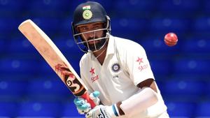 Cheteshwar Pujara plays a shot during the two-day tour match between India and WICB President's XI.(AFP) Cheteshwar Pujara plays a shot during the two-day tour match between India and WICB President's XI.(AFP)