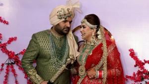 Jalandhar: Comedian Kapil Sharma and Ginni Chatrath at their wedding ceremony in Jalandhar on Dec. 12, 2018. (Photo: IANS)(IANS) Jalandhar: Comedian Kapil Sharma and Ginni Chatrath at their wedding ceremony in Jalandhar on Dec. 12, 2018. (Photo: IANS)(IANS)
