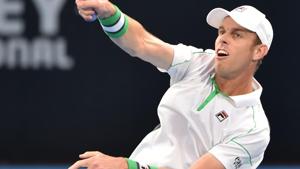 Sam Querrey of the US hits a return to Gilles Simon of France.(AFP) Sam Querrey of the US hits a return to Gilles Simon of France.(AFP)