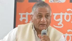 MoS External Affairs General VK Singh has raised questions over HAL’s capability to make good fighter planes.(ANI) MoS External Affairs General VK Singh has raised questions over HAL’s capability to make good fighter planes.(ANI)