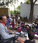 Varanasi’s wheelchair-bound Gopal Khandelwal, who found the love of his life 20 years ago, when he took to teaching children in a village near Mirzapur.(HT Photo) Varanasi’s wheelchair-bound Gopal Khandelwal, who found the love of his life 20 years ago, when he took to teaching children in a village near Mirzapur.(HT Photo)