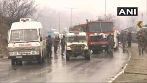 An explosive-laden vehicle rammed into a CRPF bus that caused the blast in what authorities said was a suicide attack.(ANI) An explosive-laden vehicle rammed into a CRPF bus that caused the blast in what authorities said was a suicide attack.(ANI)