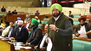 Punjab chief minister Captain Amarinder Singh during the budget session in Chandigarh on Wednesday.(HT Photo) Punjab chief minister Captain Amarinder Singh during the budget session in Chandigarh on Wednesday.(HT Photo)