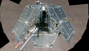 A self-portrait of NASA's Mars Exploration Rover Opportunity, a combination of multiple frames taken by Opportunity's panoramic camera (Pancam) during March 22 through March 24, 2014 on planet Mars.(REUTERS) A self-portrait of NASA's Mars Exploration Rover Opportunity, a combination of multiple frames taken by Opportunity's panoramic camera (Pancam) during March 22 through March 24, 2014 on planet Mars.(REUTERS)