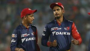 File picture: Delhi Capitals' bowler Sandeep Lamichhane, left, talks with captain Shreyas Iyer(AP) File picture: Delhi Capitals' bowler Sandeep Lamichhane, left, talks with captain Shreyas Iyer(AP)