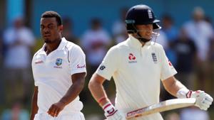 West Indies' Shannon Gabriel with England's Joe Root(Action Images via Reuters) West Indies' Shannon Gabriel with England's Joe Root(Action Images via Reuters)
