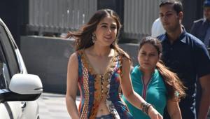Sara Ali Khan arriving for the CINTAA event.(Varinder Chawla) Sara Ali Khan arriving for the CINTAA event.(Varinder Chawla)