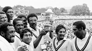 The West Indies cricket team with the World Cup trophy in 1979.(Popperfoto/Getty Images) The West Indies cricket team with the World Cup trophy in 1979.(Popperfoto/Getty Images)