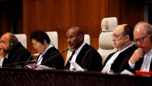 Judges are seen at the International Court of Justice during the final hearing in the Kulbhushan Jadhav case in The Hague, the Netherlands, February 18, 2019.(Reuters photo) Judges are seen at the International Court of Justice during the final hearing in the Kulbhushan Jadhav case in The Hague, the Netherlands, February 18, 2019.(Reuters photo)
