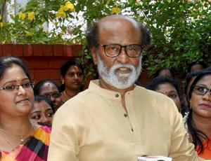 Actor Rajinikanth addresses the media outside his Poes Garden residence after a meeting with the women’s wing of Rajini Makkal Mandram (Rajini people’s forum), Chennai, February 17(PTI)