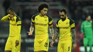 Borussia Dortmund's Paco Alcacer and Axel Witsel look dejected at the end of the match against Nuremberg.(Reuters) Borussia Dortmund's Paco Alcacer and Axel Witsel look dejected at the end of the match against Nuremberg.(Reuters)