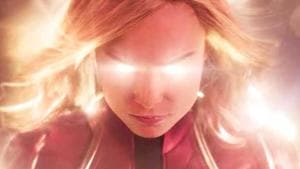 Brie Larson in and as Captain Marvel. Brie Larson in and as Captain Marvel.