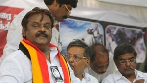 Actor-politician Vijayakanth’s Desiya Murpokku Dravidar Kazhagam (DMDK) is all set to sign a poll pact with the BJP-led National Democratic Alliance (NDA).(Dijeswar Singh) Actor-politician Vijayakanth’s Desiya Murpokku Dravidar Kazhagam (DMDK) is all set to sign a poll pact with the BJP-led National Democratic Alliance (NDA).(Dijeswar Singh)