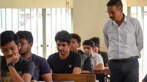 The UP Special Task Force (STF) busted an exam fraud racket during the physics paper of the ongoing UP Board Intermediate examination in Muzaffarnagar on Friday.(Sanket Wankhade/HT PHOTO) The UP Special Task Force (STF) busted an exam fraud racket during the physics paper of the ongoing UP Board Intermediate examination in Muzaffarnagar on Friday.(Sanket Wankhade/HT PHOTO)