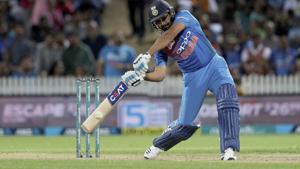 Rohit Sharma bats against New Zealand during their T20I encounter.(AP) Rohit Sharma bats against New Zealand during their T20I encounter.(AP)