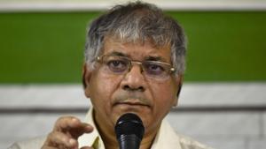 Dalit leader Prakash Ambedkar on Saturday launched an attack on the Congress, but stressed that he is still open for an alliance with it to defeat the BJP-Shiv Sena bloc. (Photo by Anshuman Poyrekar/Hindustan Times)(Anshuman Poyrekar/HT Photo) Dalit leader Prakash Ambedkar on Saturday launched an attack on the Congress, but stressed that he is still open for an alliance with it to defeat the BJP-Shiv Sena bloc. (Photo by Anshuman Poyrekar/Hindustan Times)(Anshuman Poyrekar/HT Photo)