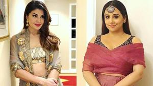 Akash Ambani-Shloka Mehta pre-wedding celebration: Check out photos of actors Jacqueline Fernandez and Vidya Balan’s glamorous looks from the sangeet ceremony. (Instagram) Akash Ambani-Shloka Mehta pre-wedding celebration: Check out photos of actors Jacqueline Fernandez and Vidya Balan’s glamorous looks from the sangeet ceremony. (Instagram)