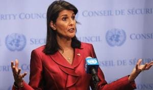 Haley, who had stepped down as the US envoy to the UN at the end of last year, has previously strongly criticised Pakistan for continuing to harbour terrorists that turn around and kill American soldiers while taking billions of dollars in foreign aid from the US.(AFP) Haley, who had stepped down as the US envoy to the UN at the end of last year, has previously strongly criticised Pakistan for continuing to harbour terrorists that turn around and kill American soldiers while taking billions of dollars in foreign aid from the US.(AFP)