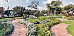 A view of the ‘happiness space’ at North Block on Wednesday.(Sonu Mehta/HT Photo)