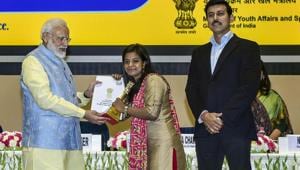 Mamta Kumari receives the award(ANI) Mamta Kumari receives the award(ANI)