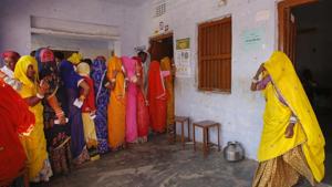 Women wait in a queue to cast their votes in a village near Ajmer, during the assembly elections in Rajasthan, Dec. 7, 2018.(AP File / Representative Photo) Women wait in a queue to cast their votes in a village near Ajmer, during the assembly elections in Rajasthan, Dec. 7, 2018.(AP File / Representative Photo)