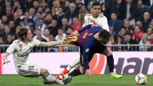 Lionel Messi in action against Real Madrid on Wednesday.(REUTERS) Lionel Messi in action against Real Madrid on Wednesday.(REUTERS)