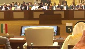 Empty Pakistani chair at Organisation of Islamic Cooperation (OIC) as Guest of Honour Sushma Swaraj gives her speech in Abu Dhabi on Friday.(ANI) Empty Pakistani chair at Organisation of Islamic Cooperation (OIC) as Guest of Honour Sushma Swaraj gives her speech in Abu Dhabi on Friday.(ANI)